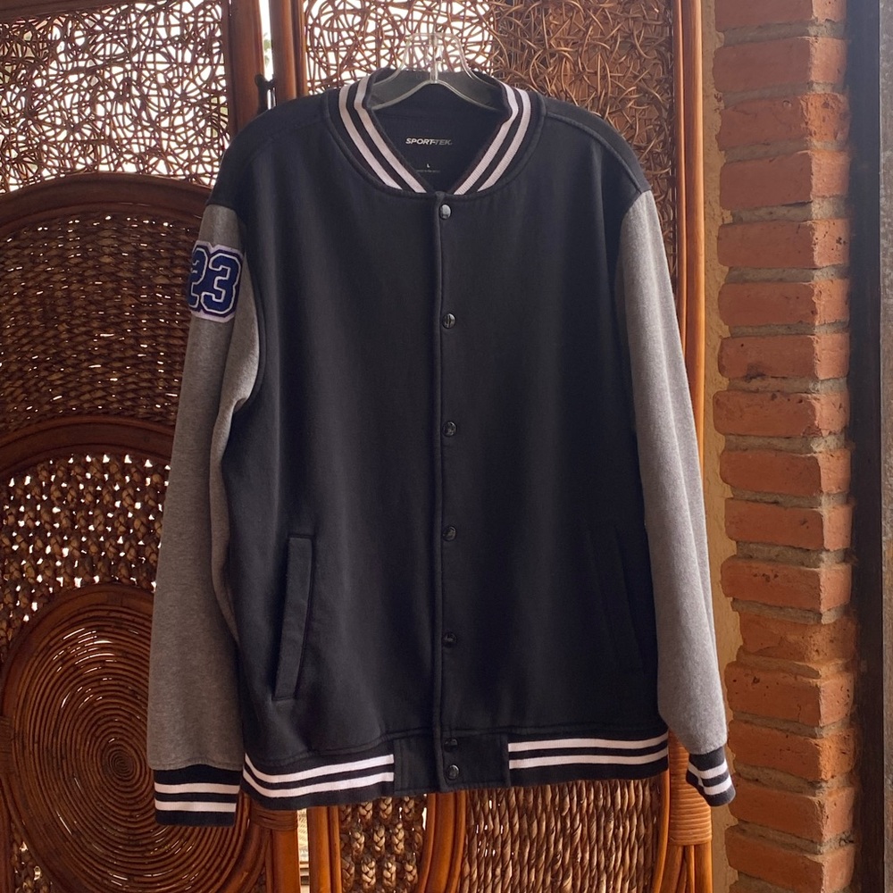 Sport-Tek Men's Black and Gray Bomber Jacket